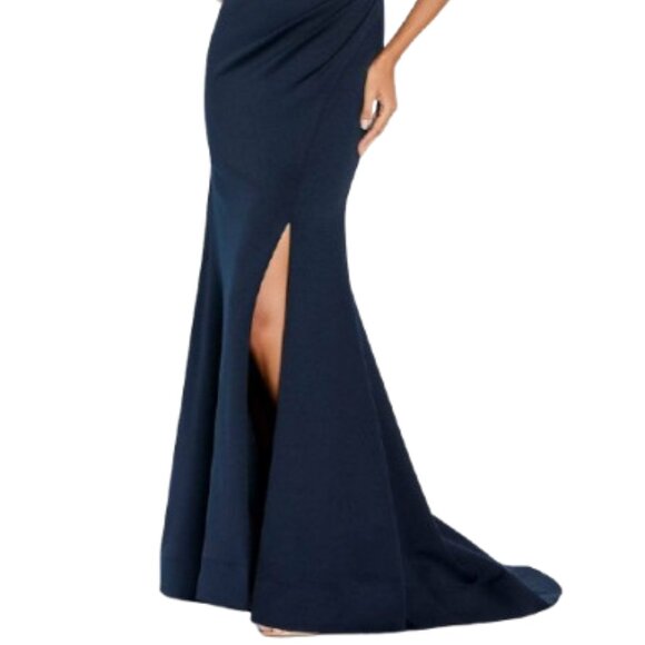 NWT Cameron Blake CB143 Crepe Mother of the Bride Dress Navy Size 12 - Picture 2 of 6